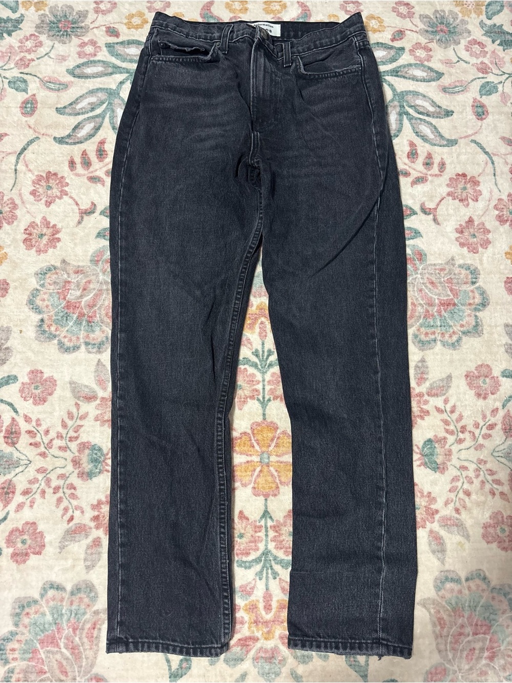 Reformation Black Straight-Leg Jeans